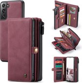 CASEME Luxe Multi Portemonnee hoesje voor de Samsung Galaxy S21 FE - rood