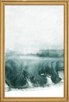 JUNIQE - Poster met houten lijst Rainy Day -40x60 /Grijs & Turkoois