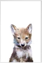 JUNIQE - Poster in kunststof lijst Wolfje illustratie -40x60 /Bruin &
