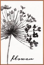 JUNIQE - Poster met kunststof lijst Flower -40x60 /Wit & Zwart