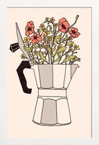 JUNIQE - Poster in houten lijst Moka Flowers Colors -20x30 /Grijs &