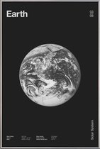 JUNIQE - Poster met kunststof lijst Earth -13x18 /Grijs & Zwart