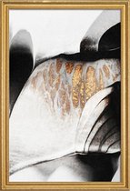 JUNIQE - Poster met houten lijst Black and Gold Veins -40x60 /Wit &