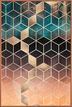 JUNIQE - Poster met kunststof lijst Ombre Dream Cubes -30x45 /Oranje &