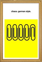 JUNIQE - Poster met houten lijst German Chaos -13x18 /Geel & Zwart