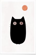 JUNIQE - Poster Meow -20x30 /Wit & Zwart