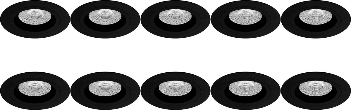 Spot Armatuur 10 Pack - Proma Rodos Pro - GU10 Inbouwspot - Rond - Zwart - Aluminium - Ø93mm