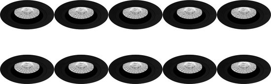 Spot Armatuur 10 Pack - Proma Rodos Pro - GU10 Inbouwspot - Rond - Zwart - Aluminium - Ø93mm