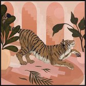 JUNIQE - Poster met kunststof lijst Easy Tiger -20x20 /Roze