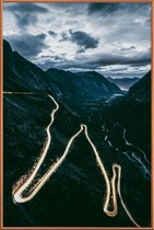 JUNIQE - Poster met kunststof lijst Trollstigen -60x90 /Grijs & Groen