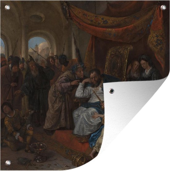 Tuin poster Mozes en de kroon van de Farao - Jan Steen - 200x200 cm - Tuindoek - Buitenposter