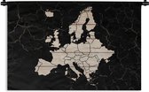 Wandkleed - Wanddoek - Kaart Europa - Zwart - Hout - 150x100 cm - Wandtapijt