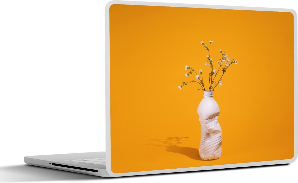 Laptop sticker - 13.3 inch - Fles - Boeket - Geel - 31x22,5cm - Laptopstickers - Laptop skin - Cover