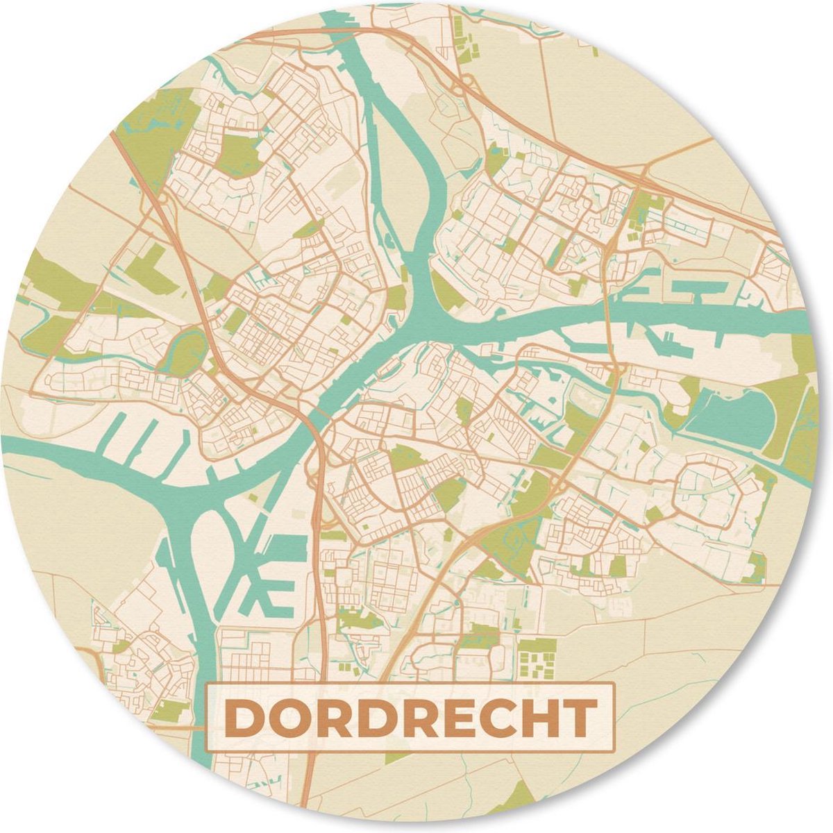 Muismat rond 20x20 cm - Mousepad Kaart - Dordrecht - Vintage - Ronde muismatten