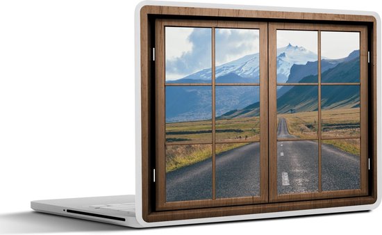 Laptop sticker - 15.6 inch - Doorkijk - Berg - Weg - 36x27,5cm - Laptopstickers - Laptop skin - Cover