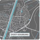 Muismat - Mousepad - Plattegrond - Oost-Souburg - Grijs - Blauw - 30x30 cm - Muismatten