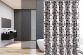 Su.B.dgn Douchegordijn 180x200 polyester badkamer douchegordijn wasbaar met 12 ringen | Grijs Vierkant