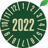 Graspapier keuringssticker met jaartal, 30 mm, 18 stuks per vel 2022