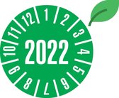 Duurzame keuringssticker met jaartal, ecofoil, 30 mm, 18 stuks per vel 2022