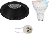 Mi-Light MiBoxer - LED Spot Set GU10 - Smart LED - Wifi LED - Slimme LED - 4W - RGB+CCT - Aanpasbare Kleur - Dimbaar - Luxino Pollon Pro - Inbouw Rond - Mat Zwart - Verdiept - Ø82mm