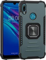 Voor Huawei Y6 (2019) Fierce Warrior Series Armor All-inclusive Schokbestendig Aluminium + TPU Beschermhoes met Ring Houder (Groen)