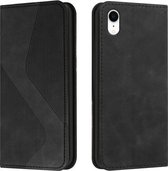 Skin Feel Magnetisch S-type Effen Kleur Horizontale Flip Leren Case met Houder & Kaartsleuf & Portemonnee Voor iPhone XR (Zwart)