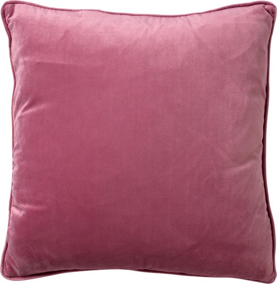 Dutch Decor FINN - Kussenhoes 60x60 cm - velvet - effen kleur - Heather Rose - roze - met rits