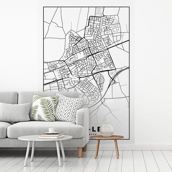 Papier Peint - Carte Papier peint photo - Etten-Leur - Zwart - Wit - Largeur 200 cm x Hauteur 300 cm