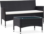 Medina 2-delige Loungeset met kussen poly rattan zwart