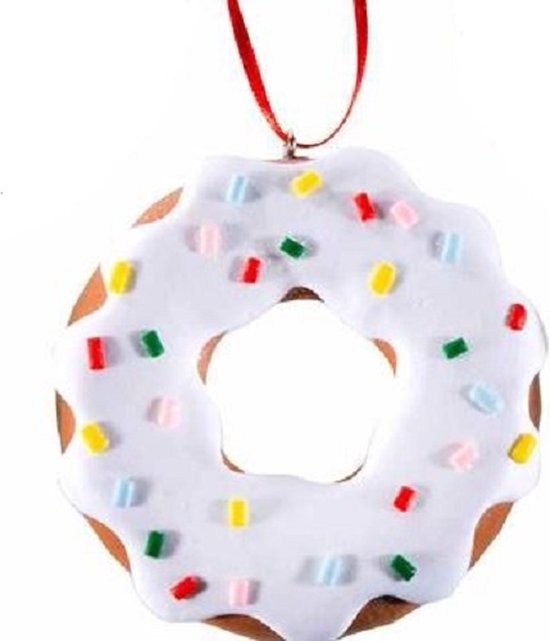 Pendentif donut - Pendentif sapin de Noël - Décorations de Noël - Boule de Noël - lot de 4