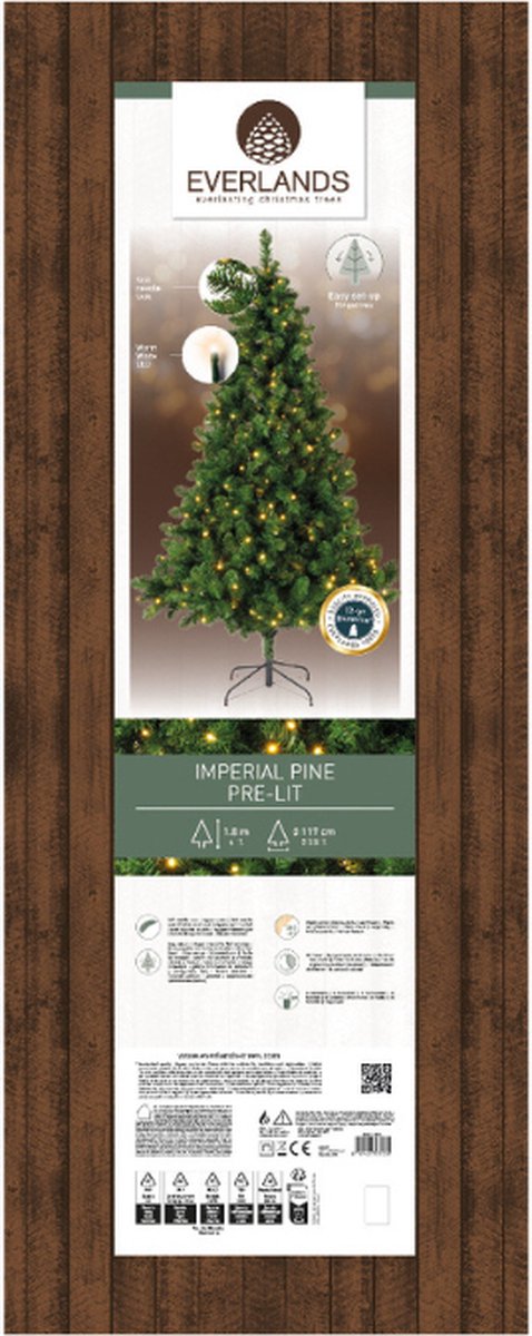 Everlands Imperial pine Kunstkerstboom - 180 cm hoog - Met verlichting met twinkel functie – foto 8