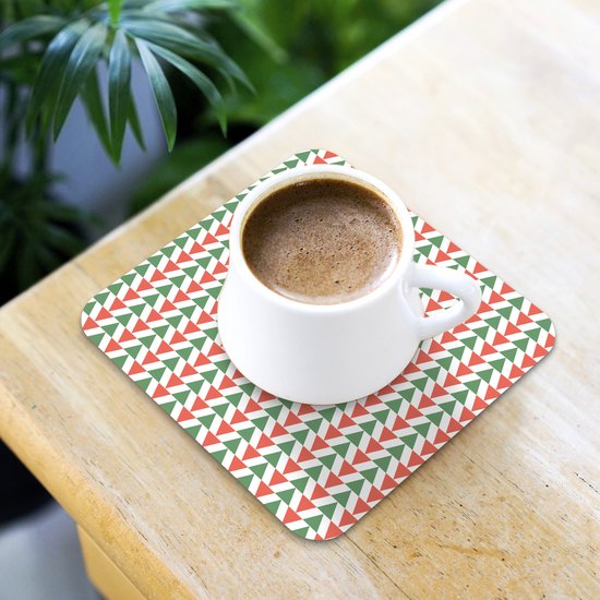 Sous-verres pour verres - Noël - Motifs - Driehoek - 10x10 cm - Sous-verres en verre - 6 pièces