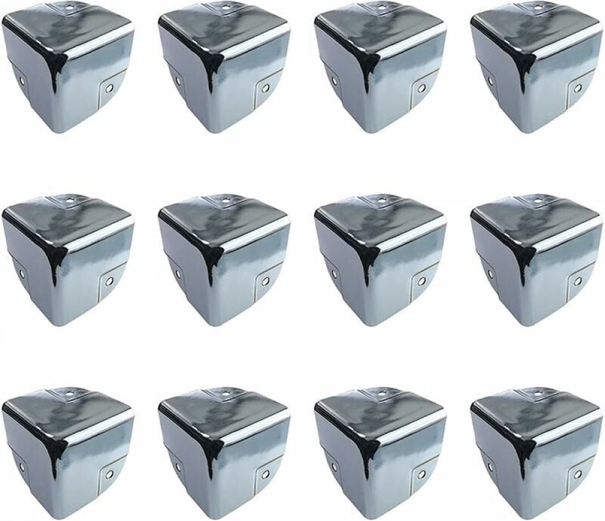 Image of 12 stuks - Tafelbeschermer - Hoekbeschermers - Hoekbescherming - platte hoek - 4*4*4 cm - ijzer - zilver - voor scherpe tafels en meubels