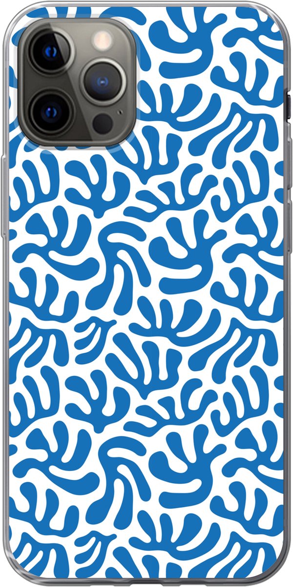 Telefoonhoesje Geschikt voor iPhone 13 Pro hoesje - Koraal patroon - Wit - Blauw - Zomer - Siliconen Telefoonhoesje Telefoonhoesje