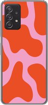 Telefoonhoesje Geschikt voor Samsung Galaxy A53 5G hoesje - Vlekken - Rood - Roze - Patroon - Minimalistisch - Siliconen Telefoonhoesje Telefoonhoesje