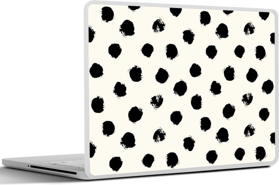 Sticker pour ordinateur portable - 15,6 pouces - Pois - Zwart - Wit - Imprimé - Minimaliste - 36x27,5cm - Autocollants pour ordinateur portable - Skin pour ordinateur portable - Couverture