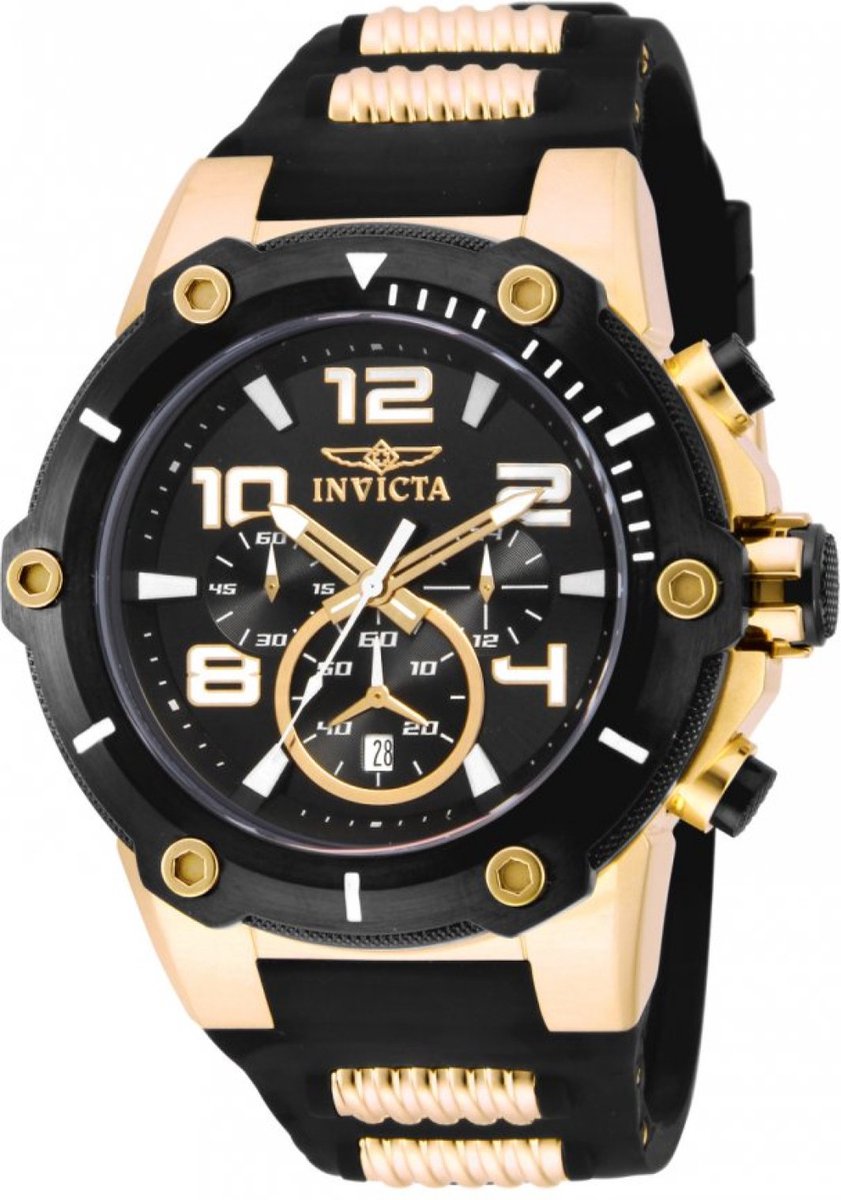 Invicta Speedway 17200 Heren Horloge - Waterdicht - Analoog - Quartz Uurwerk - Roestvrij Staal met zwarte Wijzerplaat - 51mm