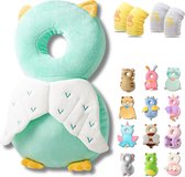 Ensemble d'apprentissage de la marche - Chouette - Protège-tête Bébé - Comprend des genouillères pour bébé - Coussin de sécurité pour sac à dos d'automne pour bébé - Doux pour la peau - Respirant