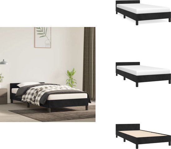 Cadre de lit vidaXL avec tête de lit - Encadrements de lit avec tête de lit - Lit - Meubles de couchage - Cadre de lit avec tête de lit sans matelas 80 x 200 cm Velours Noir