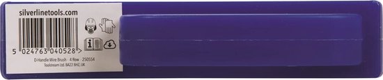 Silverline Staalborstel met D-handvat - gebogen patroon - 4 rijen - 165 mm - plastic frame