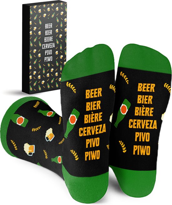 Malinsi® Grappige Sokken Bier - Leuke Huissokken Heren - Gekke Cadeaus Drank - Cadeautjes Volwassenen - Funny Socks - Vrolijke Geschenkset met Tekst en Print - Cadeau voor Mannen Papa Vader - Vaderdag Geschenk Kados - Vaderdagcadeau Verjaardag