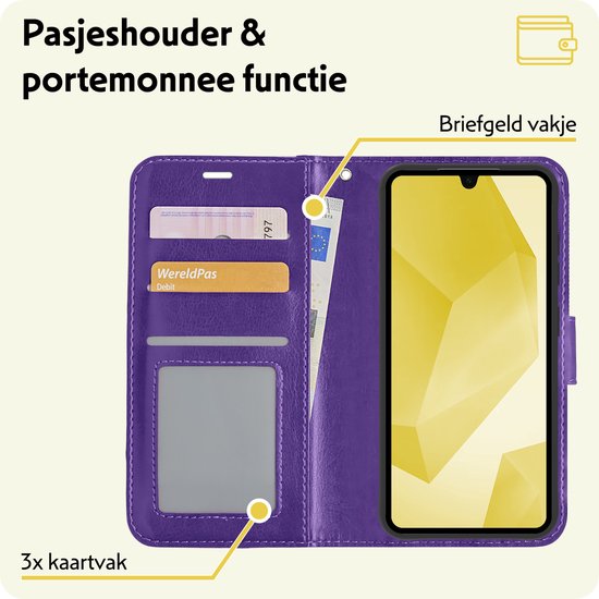 Coque pour Samsung A16 Case Book Case Cover Wallet Cover - Coque pour Samsung Galaxy A16 Case Bookcase Cover - Violet