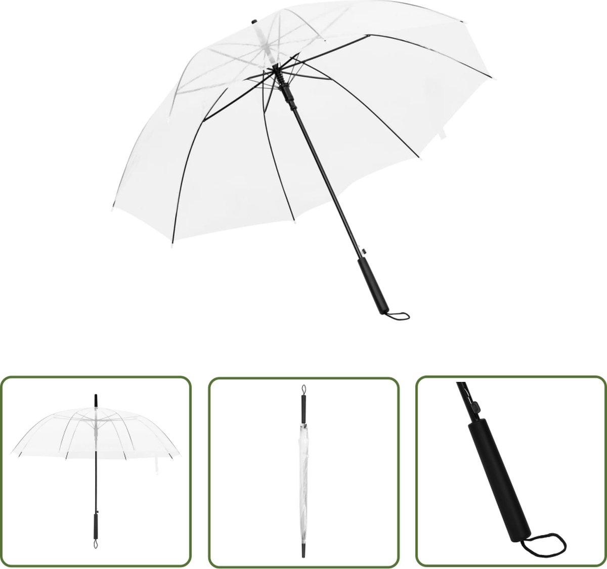 The Living Store transparante POE paraplu - 100 cm diameter - lichtgewicht en stevig