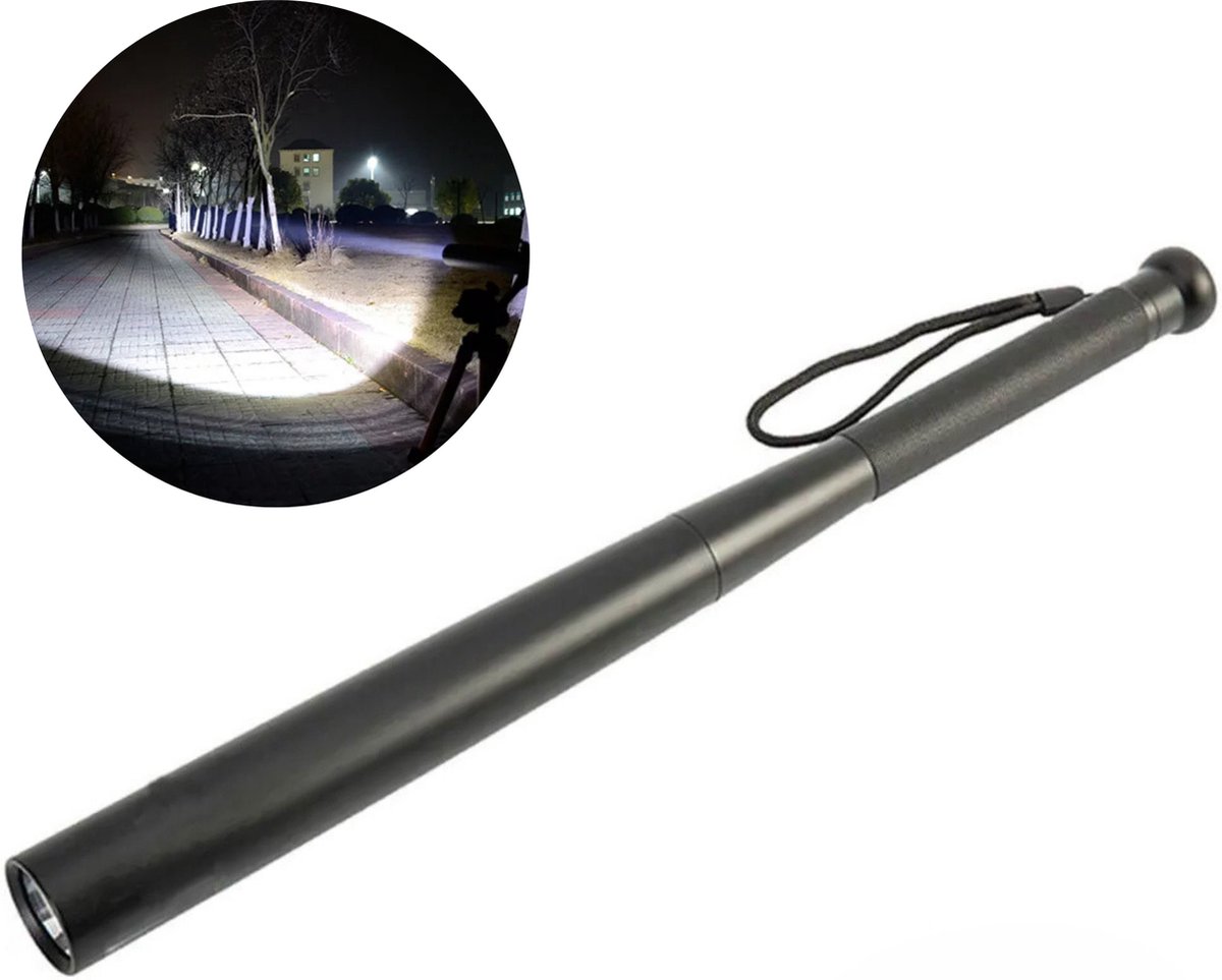 Aluminium Militaire LED Tactische Zaklamp 49CM Zwart - Noodpakket - Camping Lamp