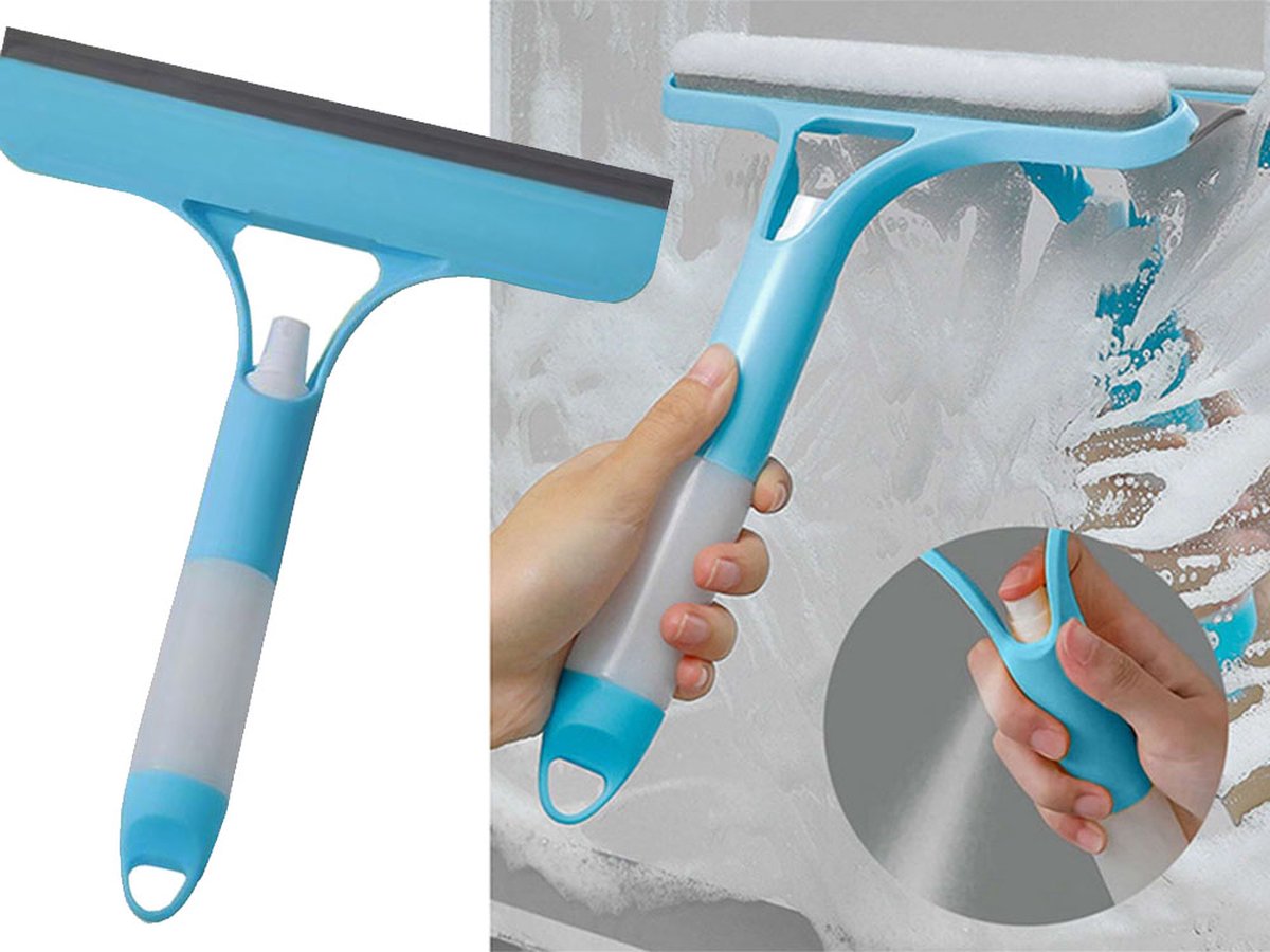 Goedkoopste 2-in-1 ruitenwisser met spray- en wasborstel - schoonmaakhulpmiddel - Raamtrekker - Multifunctionele spuittrekker voor ramen, spiegels en glazen oppervlakken