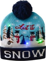 Bonnet de Père Noël Livano - Adultes - Noël - Père Noël - Hiver - Chaud - Blauw - Avec lumières