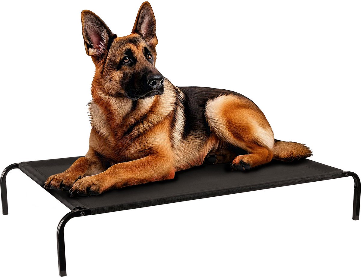 Petsona Hondenstretcher Verhoogd 109x71cm - Hondenbed Kauwbestendig - Honden Ligbed Binnen Buiten - Zwart