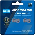 KMC MissingLink 11-speed kettingverbinders, zilverkleurig metaal, verpakt met 'EPT Anti-Rust' logo.
