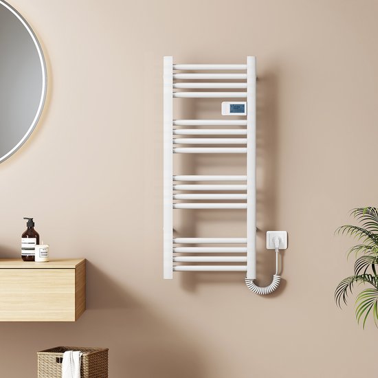Elektrische Rol Radiator EMKE Elektrische Handdoekradiator - Met Smart Thermostaat - Glanzend ...