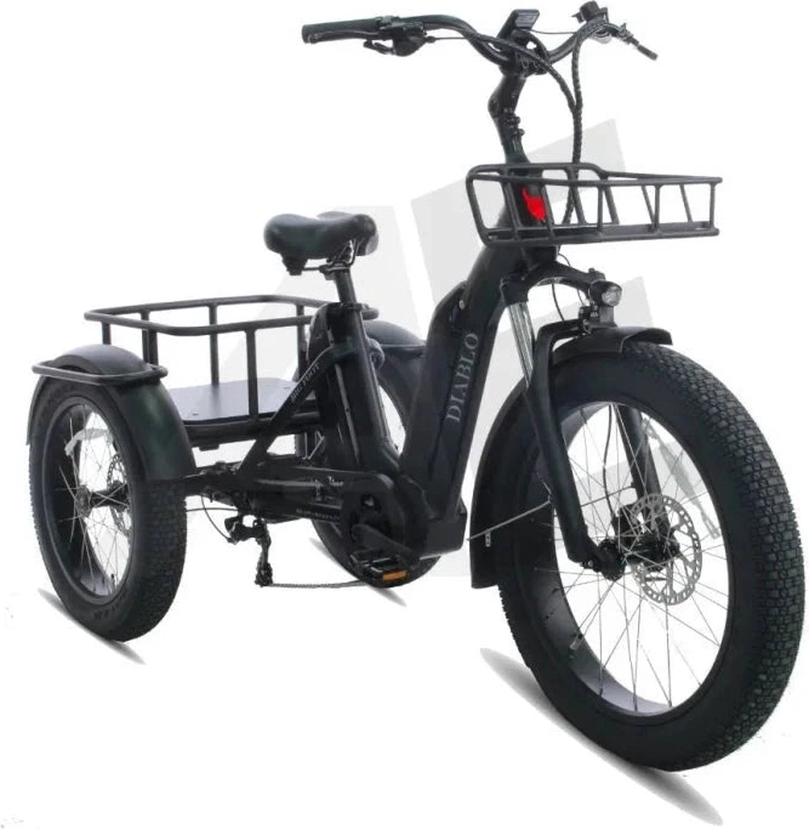 Diablo Big Foot Fatbike Driewieler Fiets E-bike Cargo - Mat zwart - Twee accu's - Diablo - €2.494,41